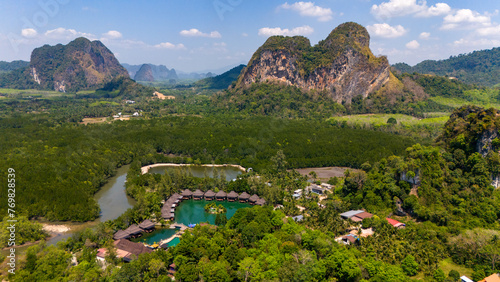 Drone Aerial View of Poonsiri Resort Aonang in Thailand photo