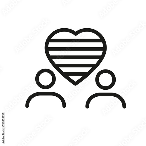 GBTQ love icon with rainbow heart for web, mobile, promo and symbolizes gender, sexuality diversity. For love, romance themes. Single outline, vector illustration.
