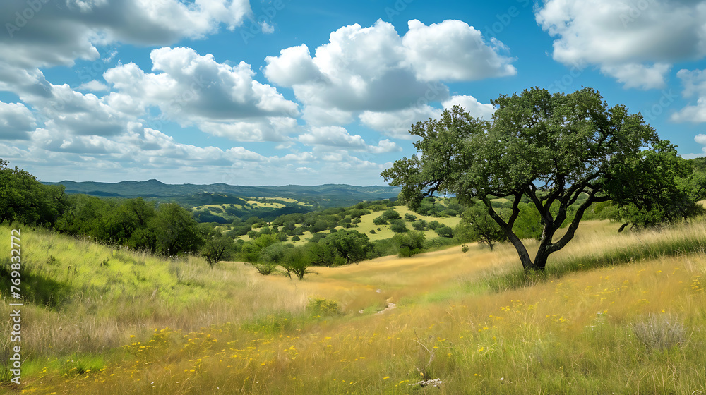 User.Rolling hills of the Texas Hill Country. Copy Space.