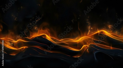 Fototapeta Naklejka Na Ścianę i Meble -  Ai Technology Soft Fog Abstract Waves Black Background