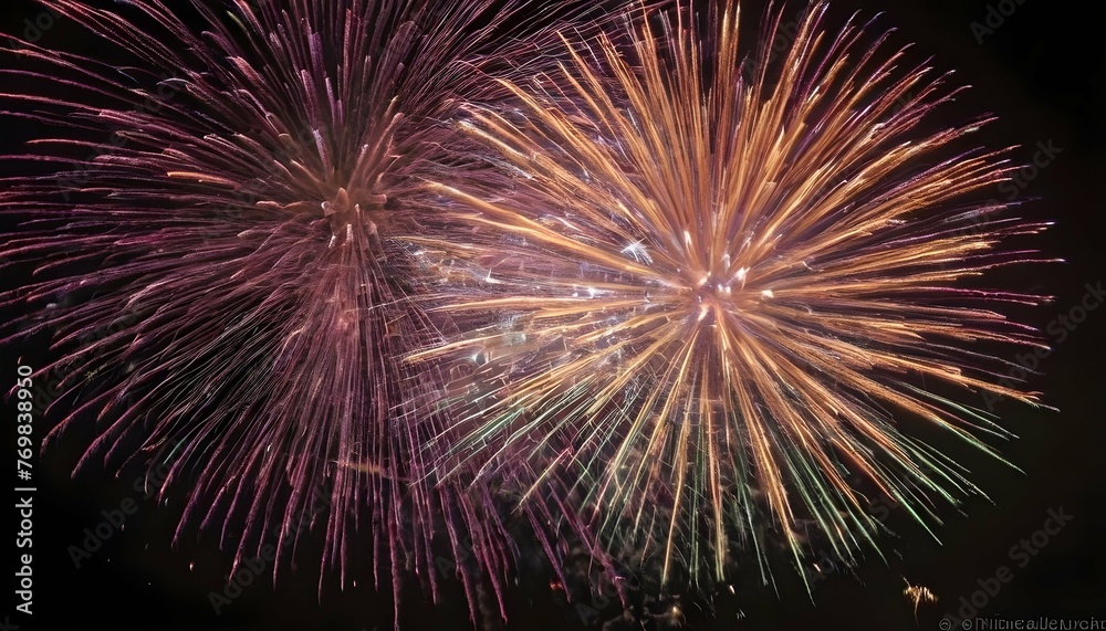 Fireworks Exploding In The Sky In A Dazzling Displ