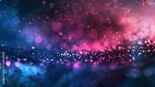 Blur neon glow. Color light overlay. Fluorescent radiance. Defocused vibrant pink blue soft flecks texture on dark art empty space background - generative ai