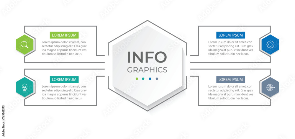 Vector infographic design template with 4 options or steps - obrazy, fototapety, plakaty 