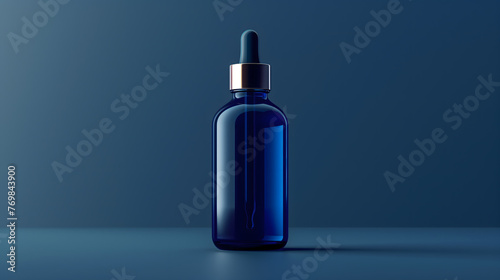 Elegant Blue Dropper Bottle on a Dual-Tone Background for Cosmetics
