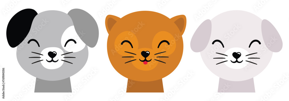 Cartoon cute baby animal for baby cards, baby shower invitation, print, poster. Vector illustration. For printing on fabric, postcard, wrapping paper. Cute dog, full face, portrait, dog mongrel, doggy Cartoon cute baby animal for baby cards, baby shower invitation, print, poster. Vector illustration. For printing on fabric, postcard, wrapping paper. Cute dog, full face, portrait, dog mongrel, doggy
