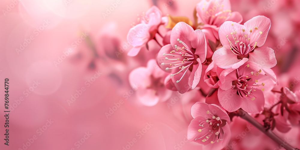 Elegant Cherry Blossoms with Soft Pink Hue and Blurred Backdrop