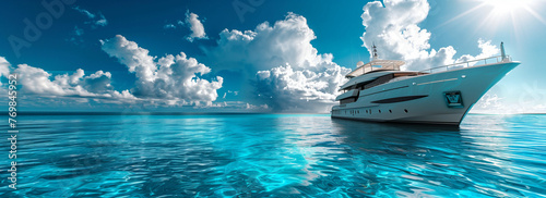 Elegant Mega Yacht Cruising the Crystal Blue Ocean - Luxury Travel