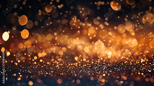 glitter lights grunge background, gold glitter defocused abstract Twinkly Lights Background - generative ai © Nia™