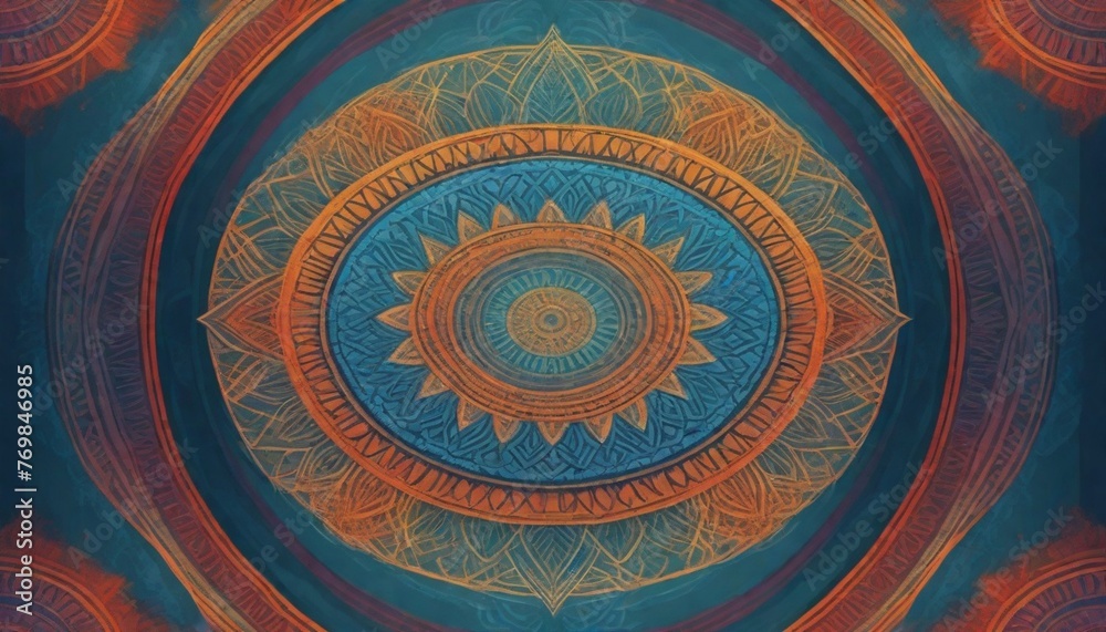 Digital Painting Intricate Abstract Mandala With G