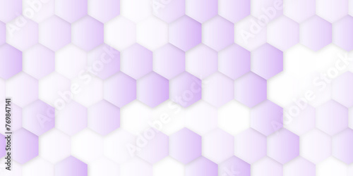 Hexagon concept design abstract technology background vector. Abstract purple hexagon concept background, soft white and purple background.