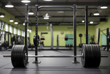 Barbell in an empty gym design.