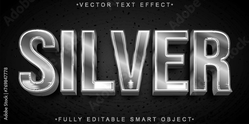 Metallic Silver Vector Editable Text Effect Template