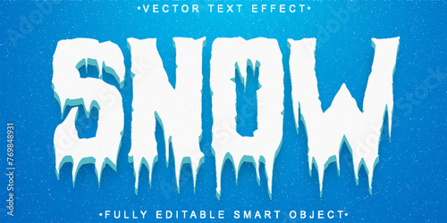 Cartoon Winter Snow Vector Fully Editable Smart Object Text Effect