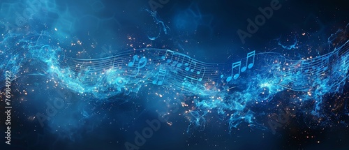 In musical applications and websites, an icon of digital notes representing music, a song, melody, or tune.