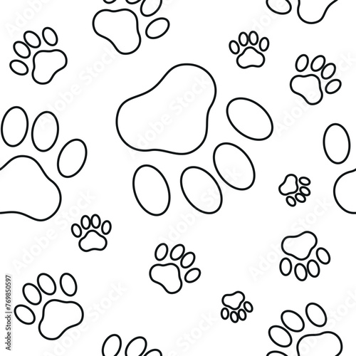 Black paw patterns on a white background