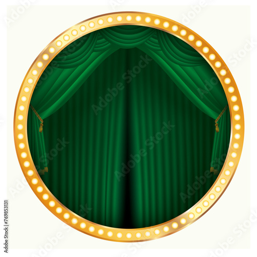 vector illustration of stage with green curtain © Zlatko Guzmic