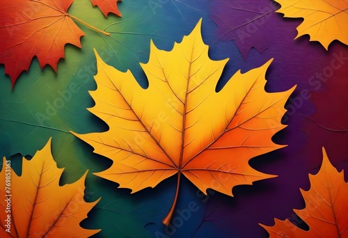 Digital Painting Vibrant Maple Leaf With Serrated (11) 1