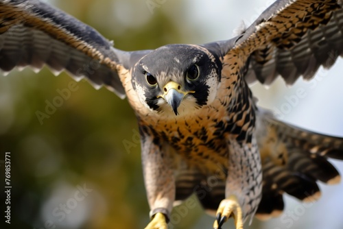 closeup of falcons wings spread midflight photo