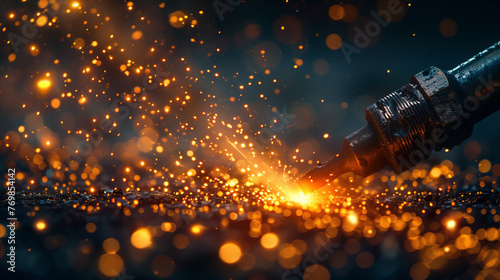 Macro view of welding sparks