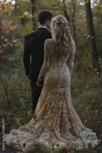 Bride and Groom in Forest