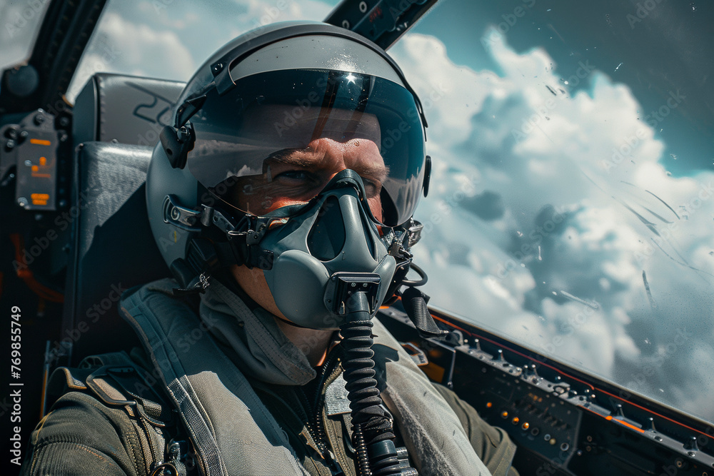 A military pilot in the cockpit of a fighter jet A military pilot in the cockpit of a fighter jet