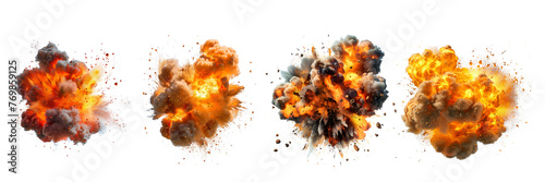 Set of explosions on transparent background Remove png