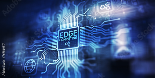Edge computing modern IT technology on virtual screen concept.