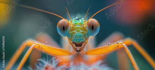 close up grasshopper head and eyes, macro beautiful animal eye, Generative Ai © QuietWord