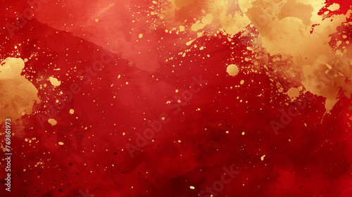 abstract red marble texture with gold splashes. red luxury background with gold dots, splashes, veines