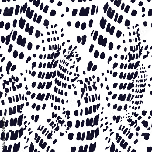 Seamless vector pattern with orange abstract ornament on blue background.