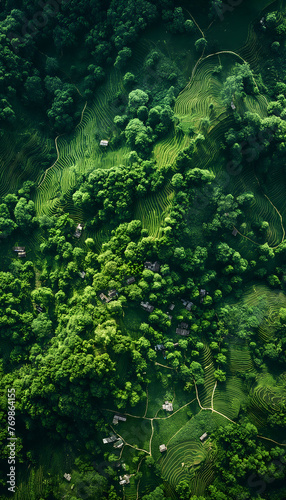 Verdant Terraced Fields from Above