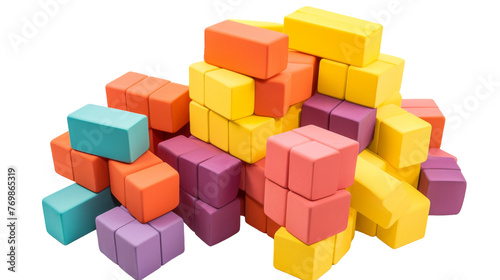 Modular Foam Blocks for Creative Play on isolated white background