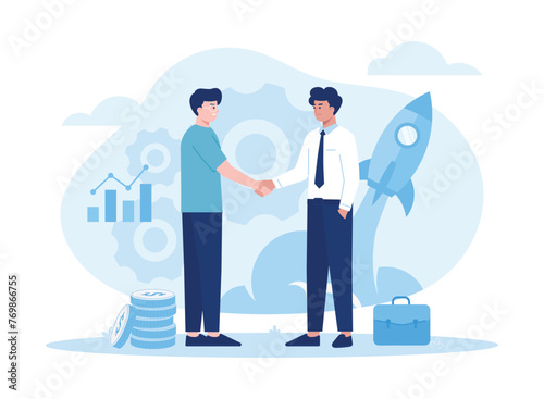 Staff management  perspective definition  target orientation. teamwork organization concept flat illustration