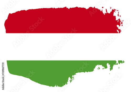 Hungary flag with palette knife paint brush strokes grunge texture design. Grunge brush stroke effect