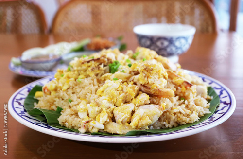 Popular Thai Dish of Khao Pad Poo or Fried Rice with Crab Meat