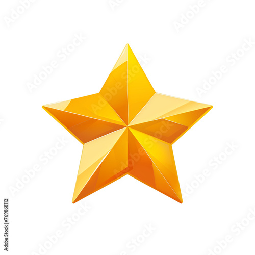 A yellow star with a shiny  reflective surface