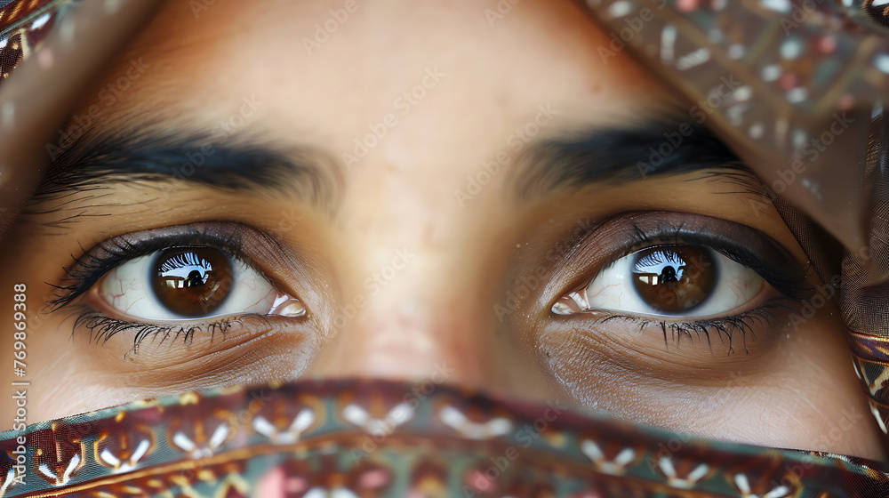 Close Up of the Empty Eyes of an Islamic Woman