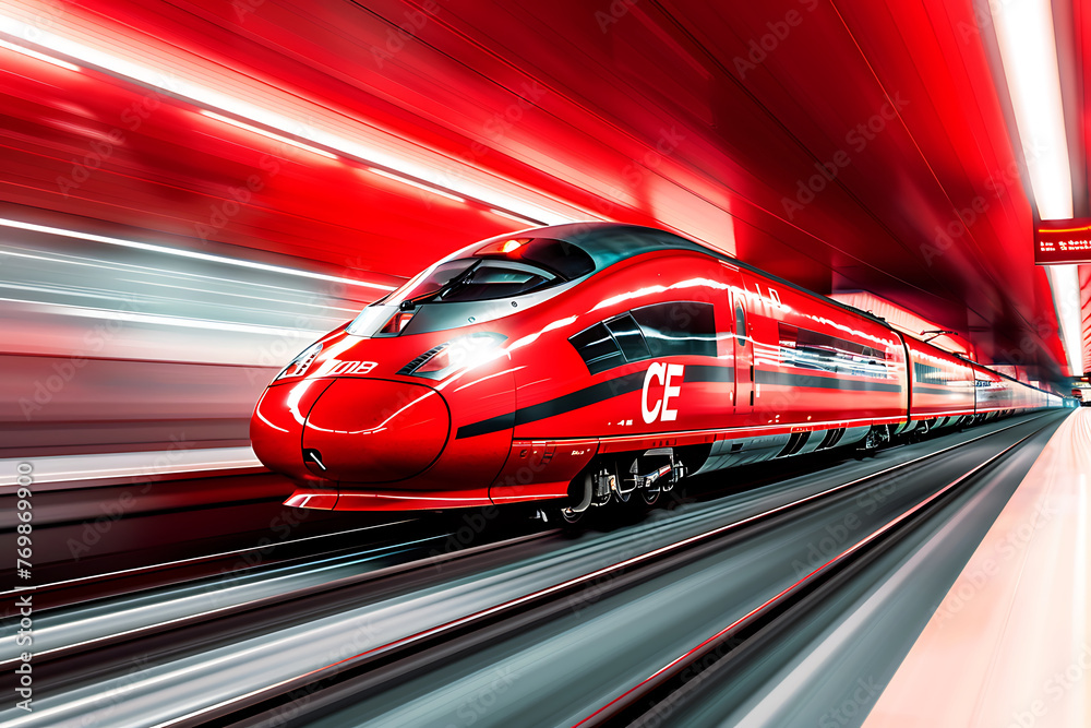 Modern high speed train, transportation concept
