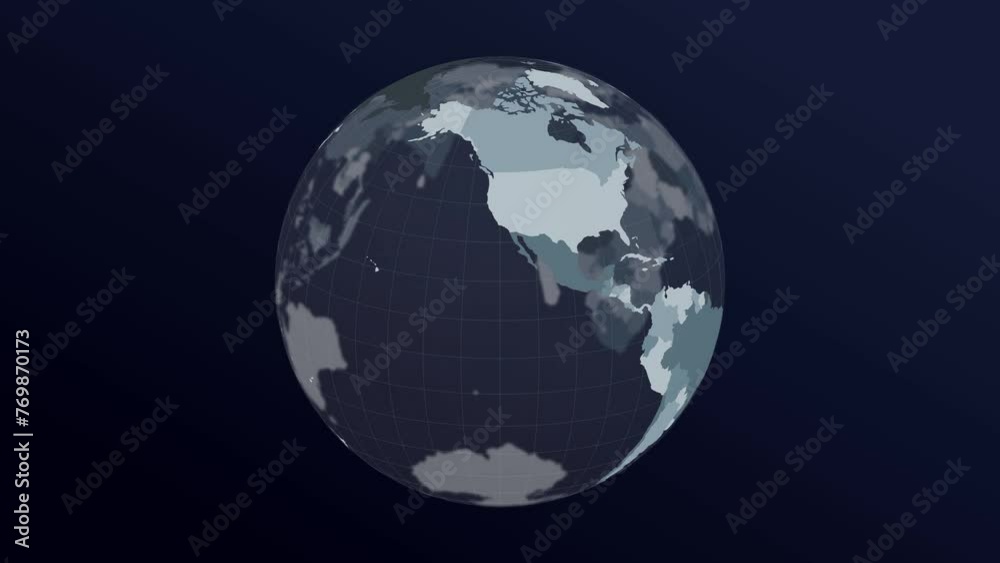 The globe with world map. Dark translucent earth planet in blue and grey colors rotating. Second turn changes colors to red hues. 4k neat loop animation. The globe with world map. Dark translucent earth planet in blue and grey colors rotating. Second turn changes colors to red hues. 4k neat loop animation.