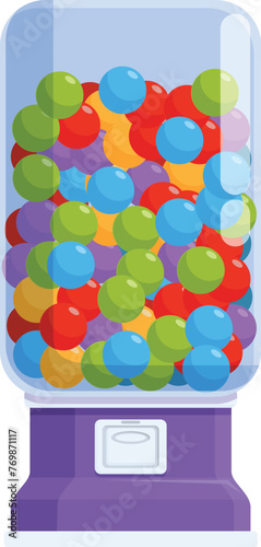 Violet plastic bubblegum machine icon cartoon vector. Sugar object. Toy design