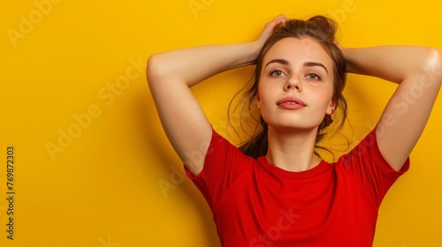 Woman Holding Head in Stress