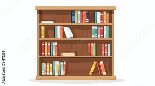 Bookcase with books icon over white background 