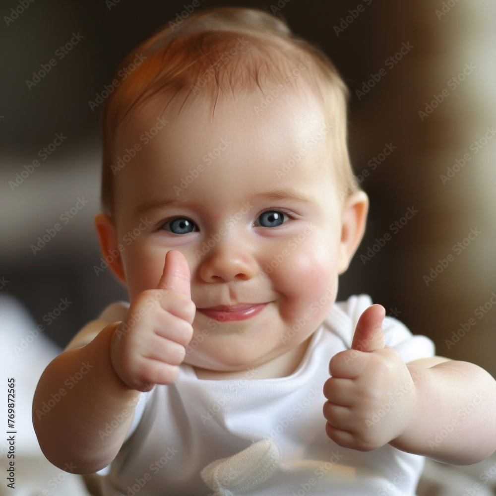 Happy Baby Giving Thumbs Up Happy Baby Giving Thumbs Up