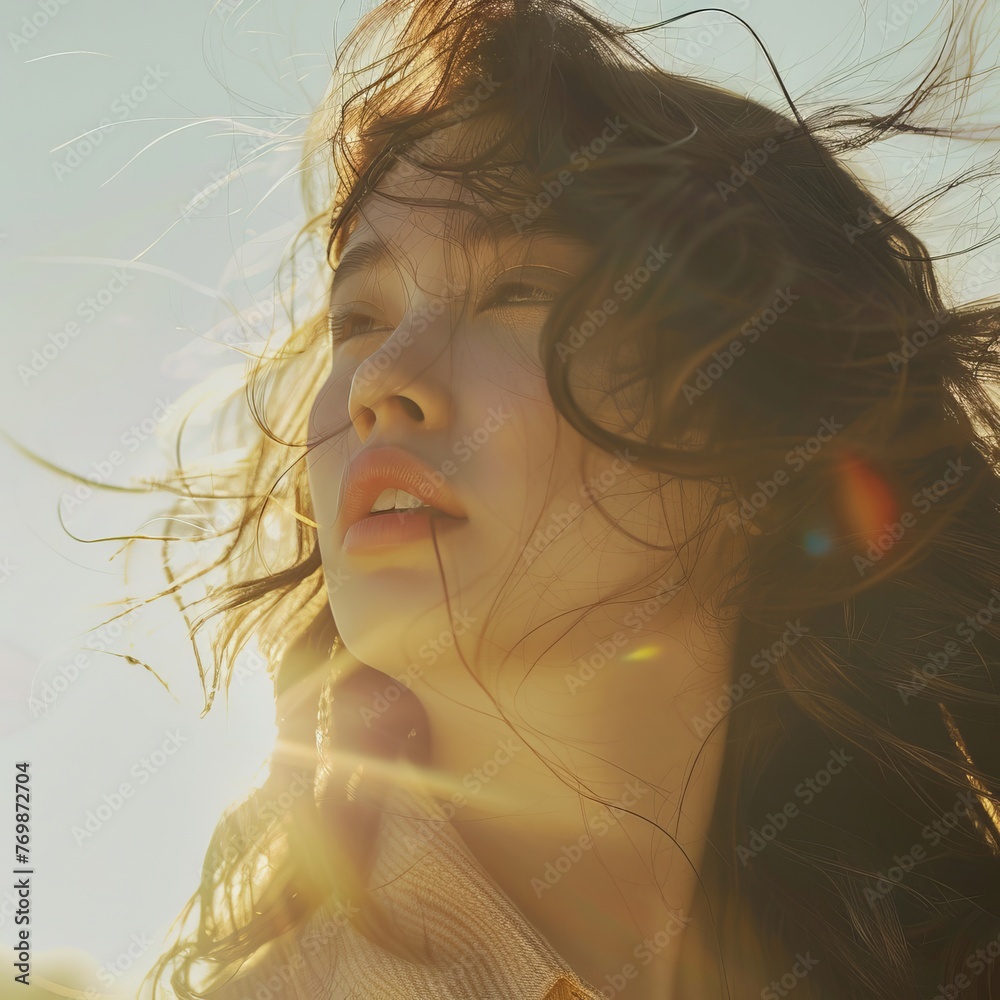 Naklejka premium Woman With Wind-Blown Hair