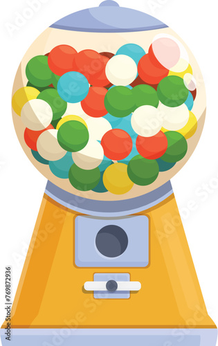Round globe bubblegum machine icon cartoon vector. Retro equipment. Cute chew