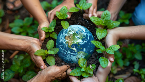 Wallpaper Mural Multiracial human hands circling Earth globe. Torontodigital.ca