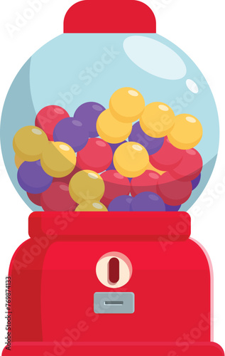 Red color machine icon cartoon vector. Bubble gum slot dispenser. Gum equipment
