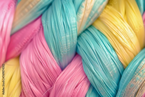Braids with pastel and bright colors, in the style of precisionist 