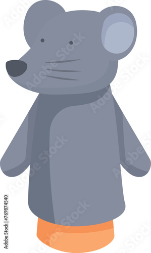 Grey mouse doll icon cartoon vector. Puppet toy theatre. Character stage