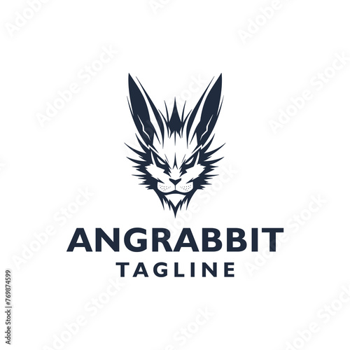 Angry rabbit animal logo vector illustration